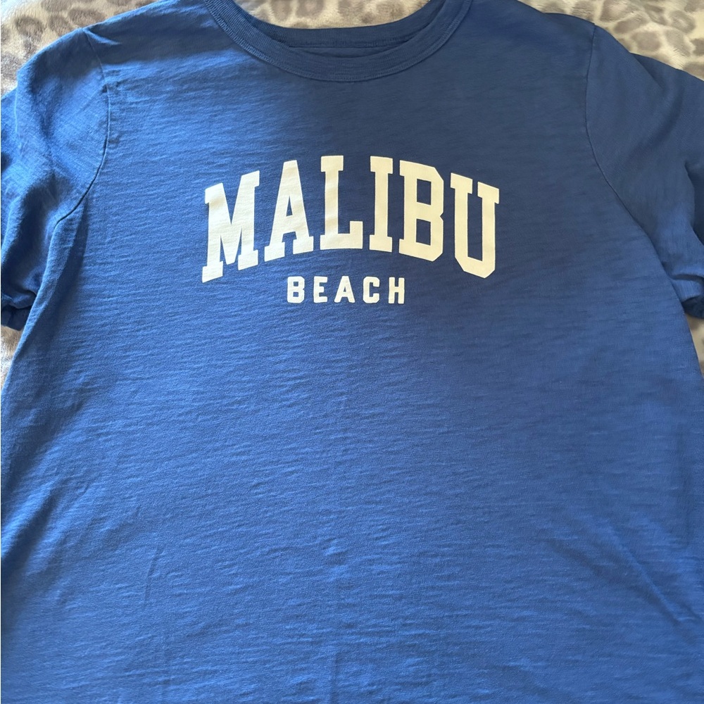 Old Navy Blue Short Sleeve Tee with Malibu Beach Print
